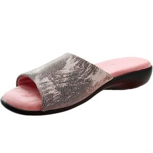 David Tate Fran Slide Sandals Sz 8Mm Pink Snake Print Sandal  they were try on